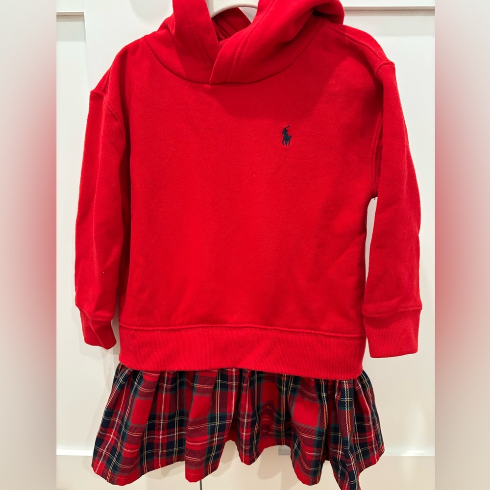Polo 3T red plaid sweatshirt dress